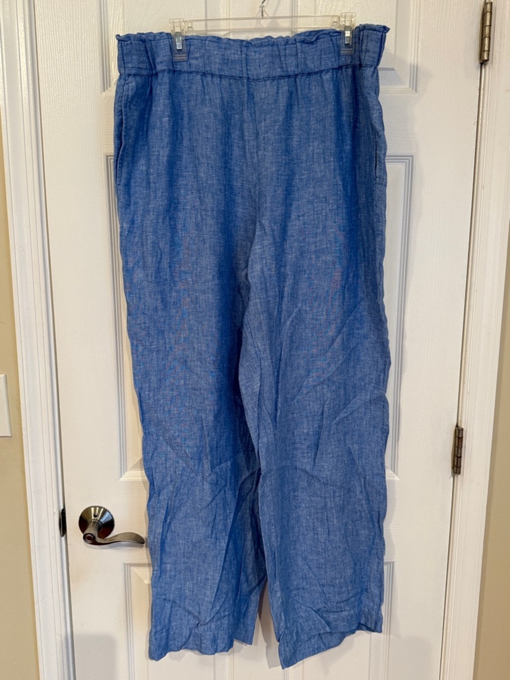 Talbots Blue Lightweight Linen-Blend Wide Leg Pants